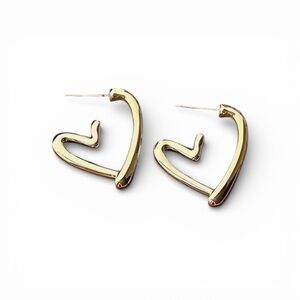 Golden Heart-Shaped Earrings NWT